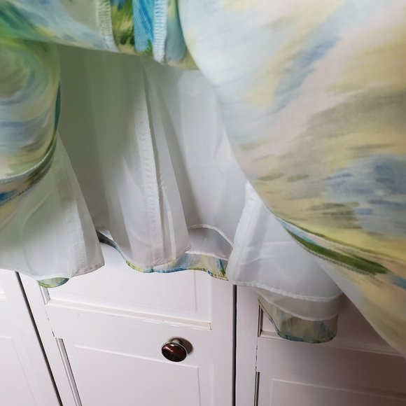 Blue/green watercolor print Silk skirt, 18 - Picture 3 of 7